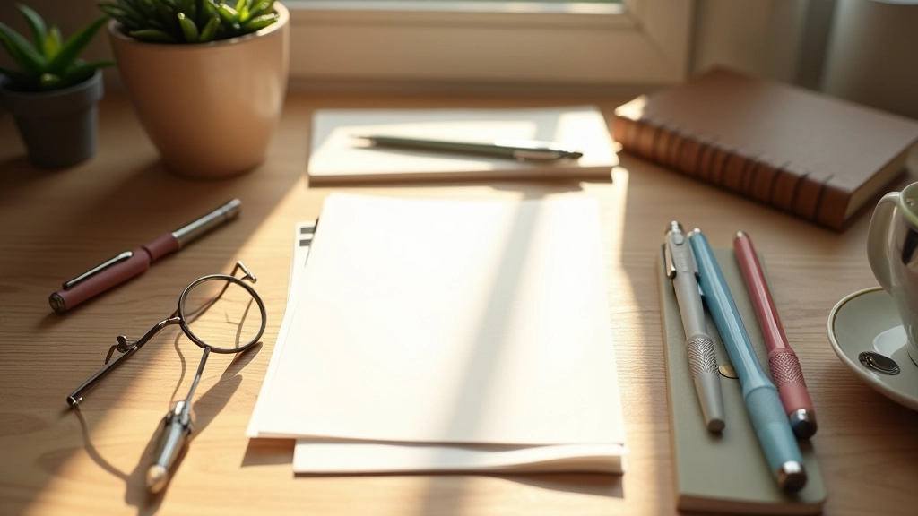 Premium stationery products carefully arranged
